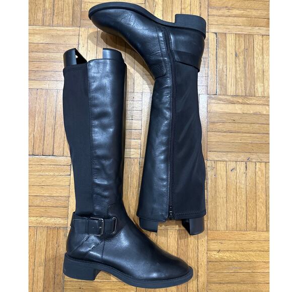Nine West Women's Black Leather Buckle Strap Tall Riding Boots, Size 6.5, EUC - Picture 3 of 10